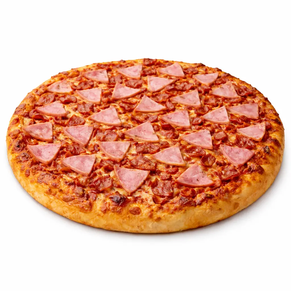 Pizza mediana de jamón y tocino 