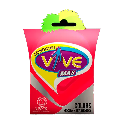 [7404001753683] CONDONES VIVE FRESA 3 PACK