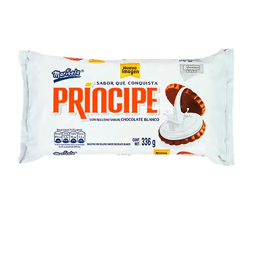 [7441029506181] GALLETA BIMBO MARINELA PRINCIPE CHOCOLATE BLANCO 85 GR