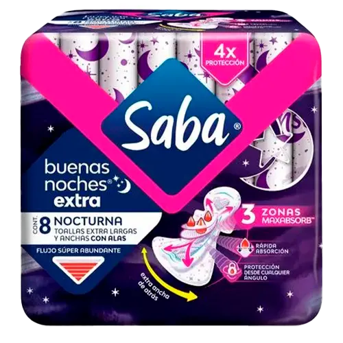 [7501019006623] TOALLAS SANITARIAS SABA NOCHE 10 UNIDADES