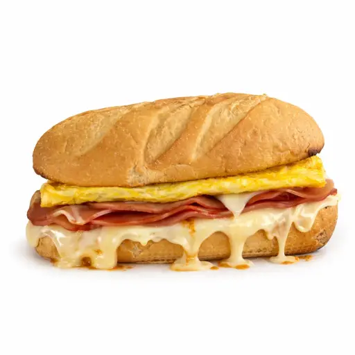 Sándwich omelette de jamón y queso mozzarella